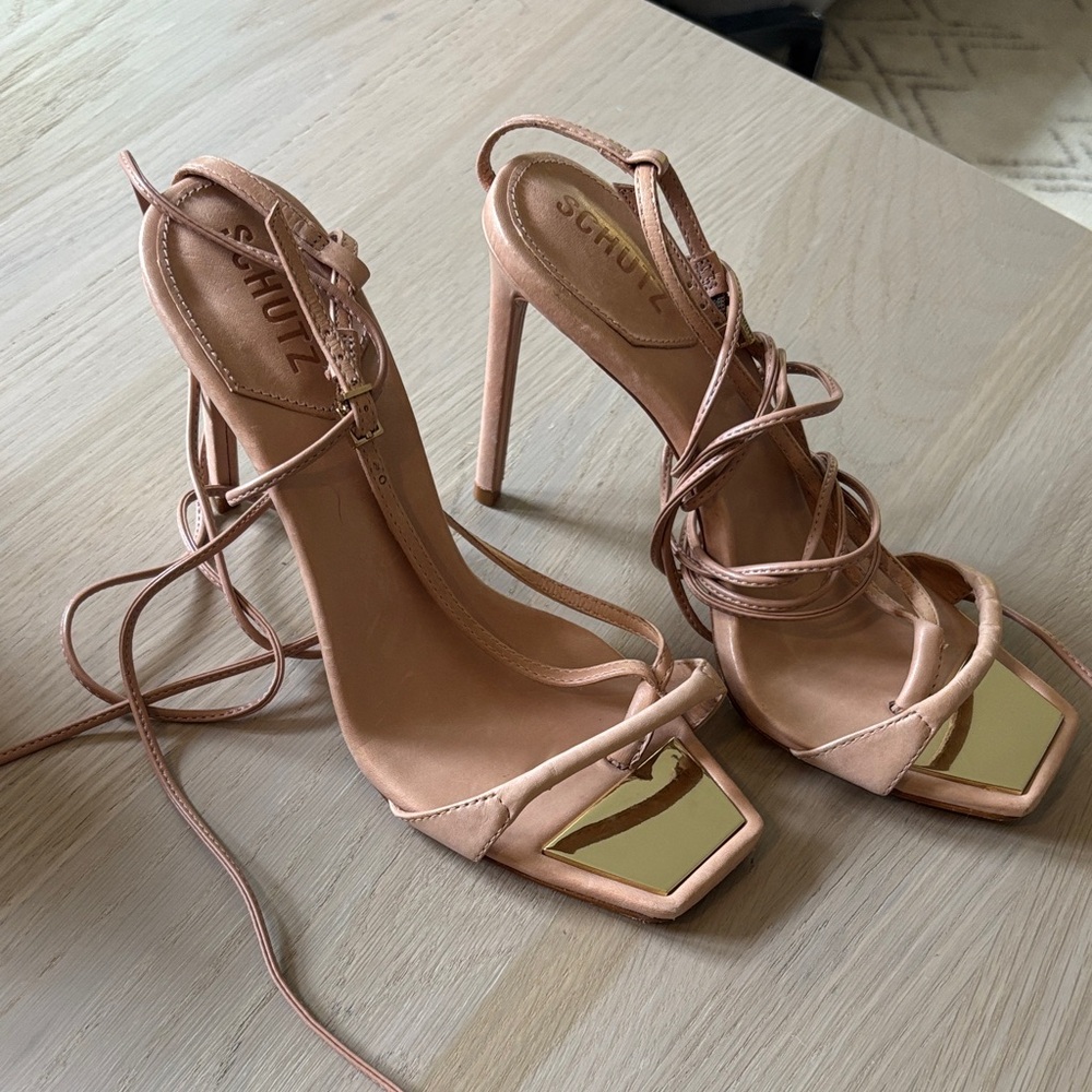 Schutz Nude Strappy Heels